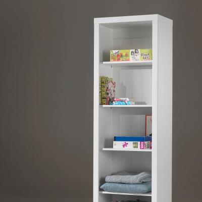 Biblioth&egrave;que Robin avec 4 &eacute;tag&egrave;res, faite en MDF, d&eacute;cor blanc.