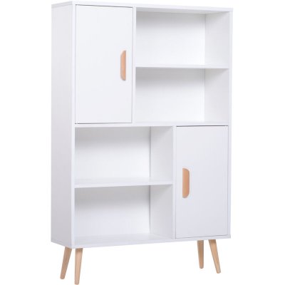 Biblioth&egrave;que scandinave 4 niches et 2 placards blanc