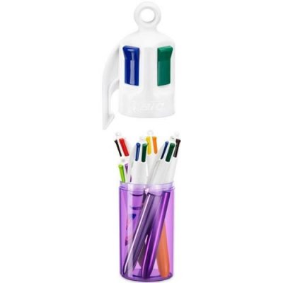 BIC  4 Couleurs Stylos-Bille R&eacute;tractables - Pot &agrave; Stylos Violet de 6