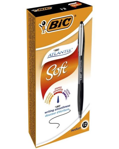 BIC  Atlantis Premium Stylo-Bille Bo&icirc;te de 12 Noir