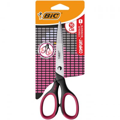 BIC  Ciseaux Comfort Standard - 16 cm - Noir et bleu