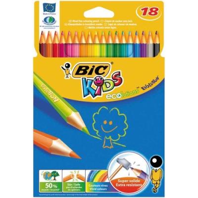 BIC  Crayons de couleur ecolution  kids evolutionboite metal x18