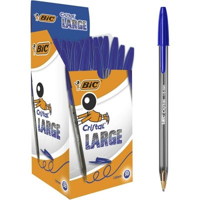 BIC  Cristal Large Blue Oil Based Ink Pen 50 Units Bleu