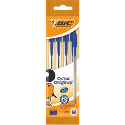 BIC  Cristal Original Stylos-Bille - Bleu, Pochette de 4
