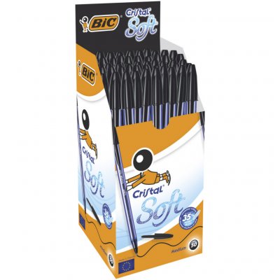BIC  Cristal Soft Stylo-bille non r&eacute;tractable Noir Bo&icirc;te de 50