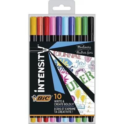 BIC  Etui De 10 Feutres Fineliner Intensity Pte Fine Bagu&eacute; Assortis