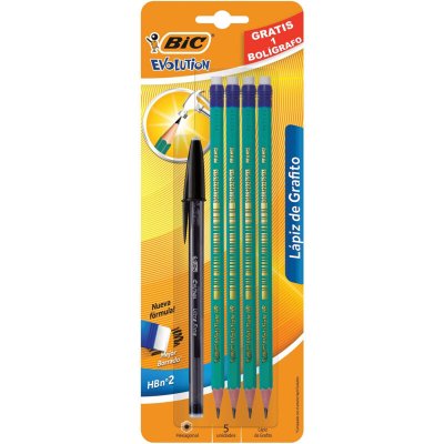 BIC  Evolution Original avec Gomme Crayons &agrave; Papier - HB, Blister de 4