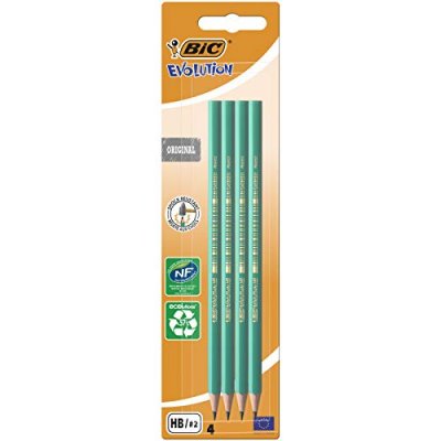 BIC  Evolution Original Crayons &agrave; Papier - HB, Blister de 4