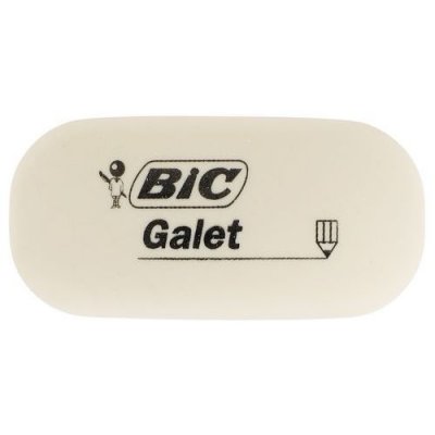 BIC  Gomme Blanche Caoutchouc Ovale Galet Petit Mod&egrave;le