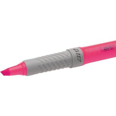 BIC  Highlighter Grip Surligneurs Pointe Biseaut&eacute;e - Rose, Bo&icirc;te de 12