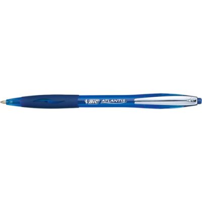 BIC  Lot de 3 Stylos &agrave; bille r&eacute;tractable Atlantis Premium 1.0, bleu