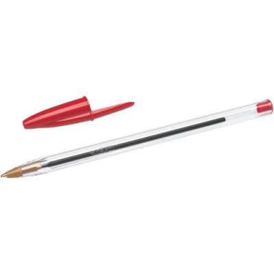 BIC  Lot de 3 Stylos bille CRISTAL Rechargeable Pointe Moyenne Rouge