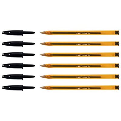 BIC  Lot de 6 Stylos bille CRISTAL FINE Pointe Fine Noir