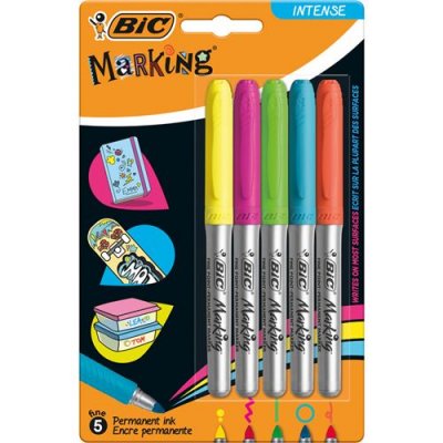 BIC  Marqueur permanent Intensity, couleurs intenses, &eacute;tui 5