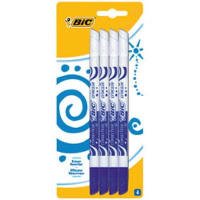 BIC  Mini Effaceurs R&eacute;&eacute;criveurs - Encre Bleue, Blister de 4