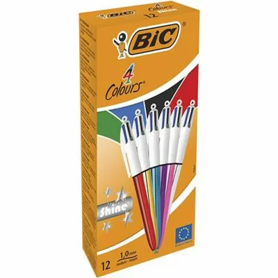BIC  Stylo &agrave; bille r&eacute;tractable 4Colours Shine, assorti