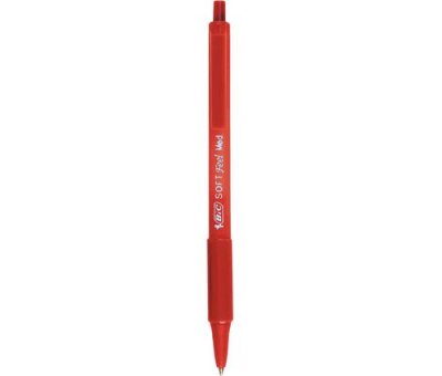 BIC  Stylo &agrave; bille r&eacute;tractable Soft Feel Clic grip, rouge