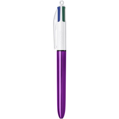 BIC  Stylo-Bille 4 Couleurs Shine Violet M&eacute;tallis&eacute;