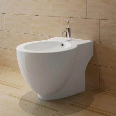 VIDAXL Bidet &agrave; poser au sol rond en c&eacute;ramique blanche Vida XL