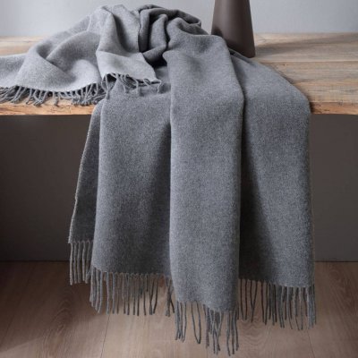 BIEDERLACK  Couverture en cachemire - Plaid 130x170cm gris