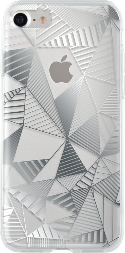 BIGBEN  Connected Coque semi-rigide Motif Triangles Argent&eacute;s pour iPhone7/8 Transparente