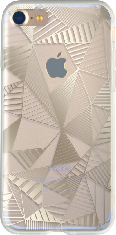 BIGBEN  Connected Coque semi-rigide Motif Triangles Dor&eacute;s pour iPhone7/8 Transparente