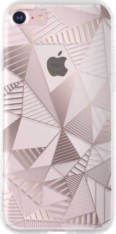 BIGBEN CONNECTED  Coque semi-rigide Motif Triangles Roses Dor&eacute;s pour iPhone7/8 Transparente