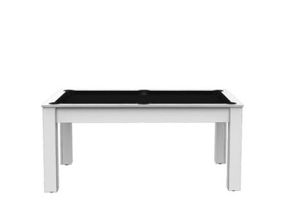  Billard convertable table 6 personnes Texas - Blanc laqu&eacute; et noir (tapis)