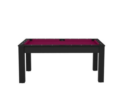  Billard Floride convertible en table &agrave; manger - 6 personnes - noir grain&eacute; tapis prune 