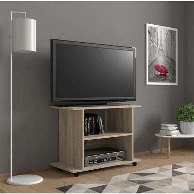 BIM FURNITURE  Meuble TV &agrave; roulettes Yogi en Bois - Beige - L 80 X P 40 X H 60 Cm