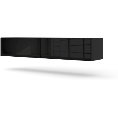BIM FURNITURE  Meuble TV suspendu BINGO 160 cm noir mat / noir brillant