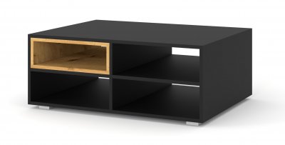 BIM Furniture Table basse Anette M 94x70 cm noir mat / ch&ecirc;ne artisan