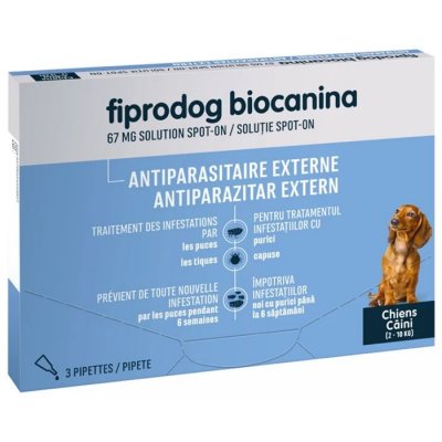 BIOCANINA  Fiprodog 67mg Petit Chien de 2 &agrave; 10kg 3 pipettes