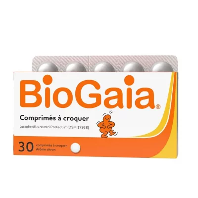 BIOGAIA  Comprim&eacute;s &agrave; Croquer Citron (Bo&icirc;te de 30) - Bo&icirc;te 30 comprim&eacute;s