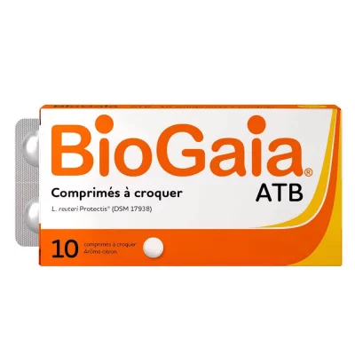 BIOGAIA  probiotique comprim&eacute;s &agrave; croquer gout citron 10 comprim&eacute;s
