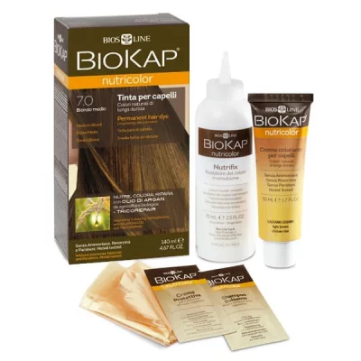 BIOKAP  Nutricolor Teinture pour Cheveux 7.0 Blond Moyen 140 ml 7.0