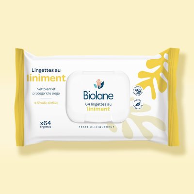 BIOLANE  Change Lingette au Liniment Huile d'Olive 64 unit&eacute;s