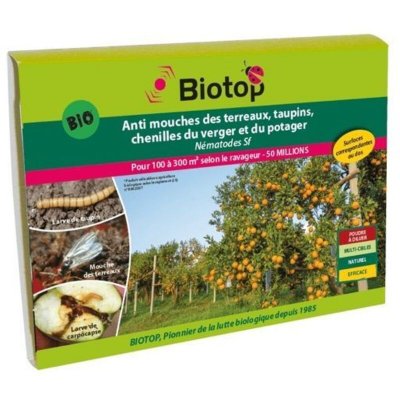 BIOTOP  - N&eacute;matodes Sf anti mouche terreaux, taupins, chenilles 50M pour 100m2
