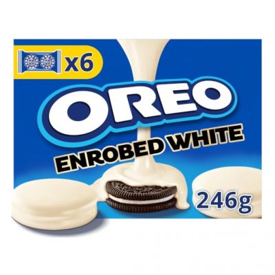OREO Biscuits enrob&eacute;s au chocolat blanc et fourr&eacute;s go&ucirc;t vanille