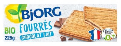 BJORG Biscuits Fourr&eacute;s Chocolat Lait Bio  - Le Paquet De 225 G