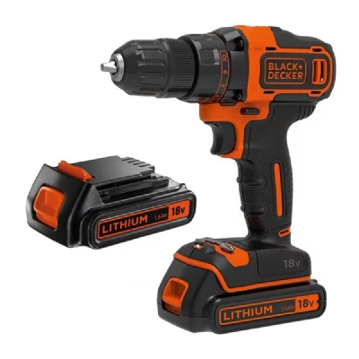 BLACK & DECKER  BDCDD186B Perceuse visseuse 2 Vitesses sans fil 18V 2x Batteries