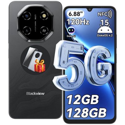 BLACKVIEW  SHARK 6 5G 6,88 pouces NFC Android 15 5G 8+16 Go/128 Go 120 Hz Smartphone 4GB+128GB noir