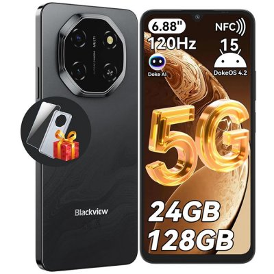 BLACKVIEW  SHARK 6 5G 6,88 pouces NFC Android 15 5G 8+16 Go/128 Go 120 Hz Smartphone 8GB+128GB noir