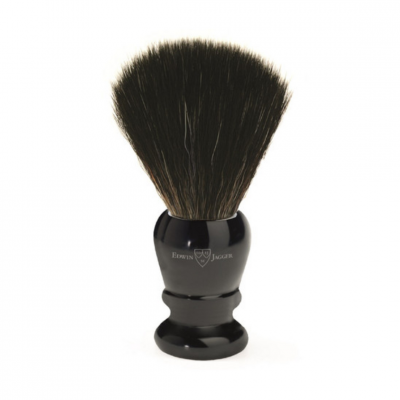 EDWIN JAGGER Blaireau avec Manche en Plastique Effet &Eacute;b&egrave;ne et Fibres Synht&eacute;tiques Noires