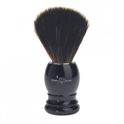 EDWIN JAGGER Blaireau avec Manche en Plastique Effet &Eacute;b&egrave;ne et Fibres Synth&eacute;tiques Noires