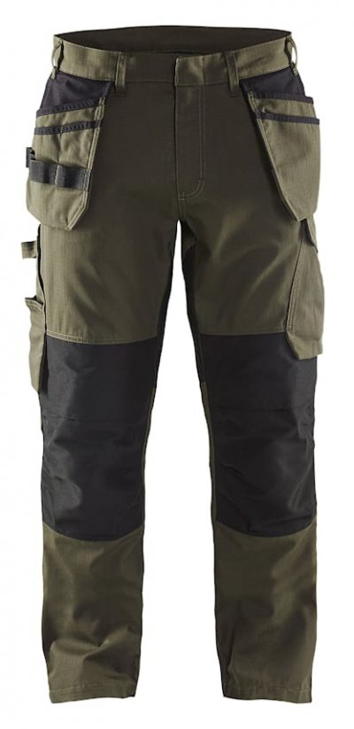 BLAKLADER  Pantalon Maintenance Stretch - Vert Kaki/Noir