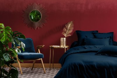 BLANC AVENUE  Drap Plat 2 Personnes 240x300 Cm Satin De Coton Bleu