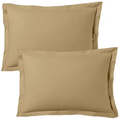 BLANC AVENUE  Lot De 2 Taies D'oreiller 50x70 Cm Satin De Coton Beige