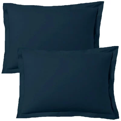 BLANC AVENUE  Lot De 2 Taies D'oreiller 50x70 Cm Satin De Coton Bleu