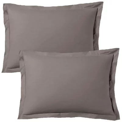 BLANC AVENUE  Lot De 2 Taies D'oreiller 50x70 Cm Satin De Coton Gris